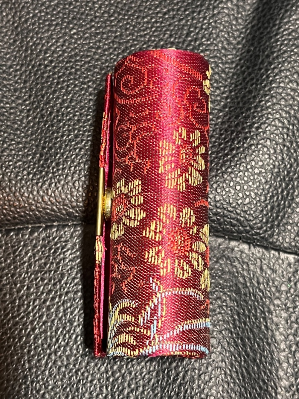 Lipstick Case with Mirror | Brocade Fabric | Snap Closure | Like new - Picture 8 of 11